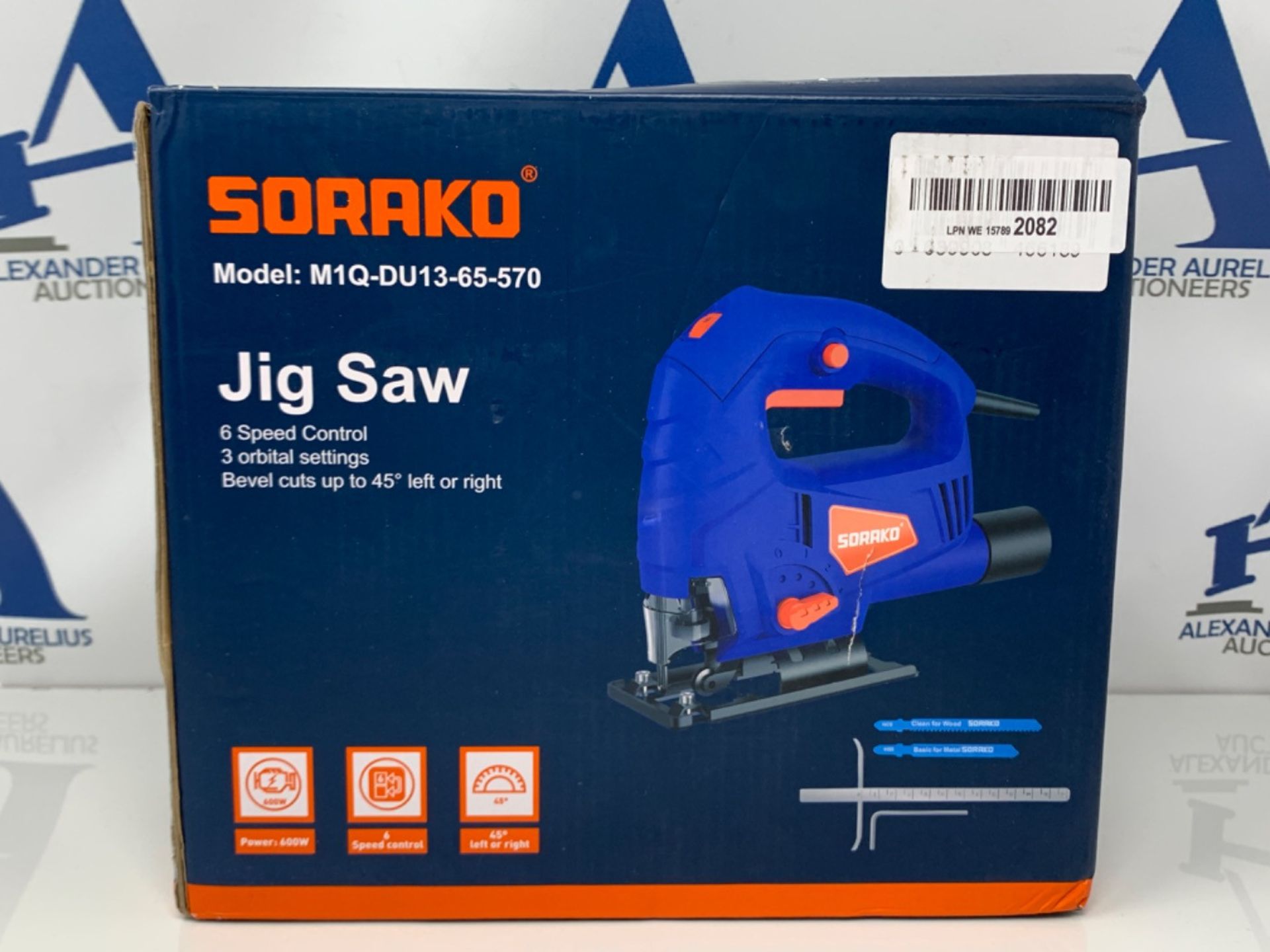 SORAKO Jigsaw, 600W Electric Jigsaw Tool, 800-3000SPM Cutting in Wood 60mm, 6 Variable