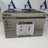 PIFCO® Essentials White Toaster 4 Slice - Dual Control with 6 browning Levels & Anti-