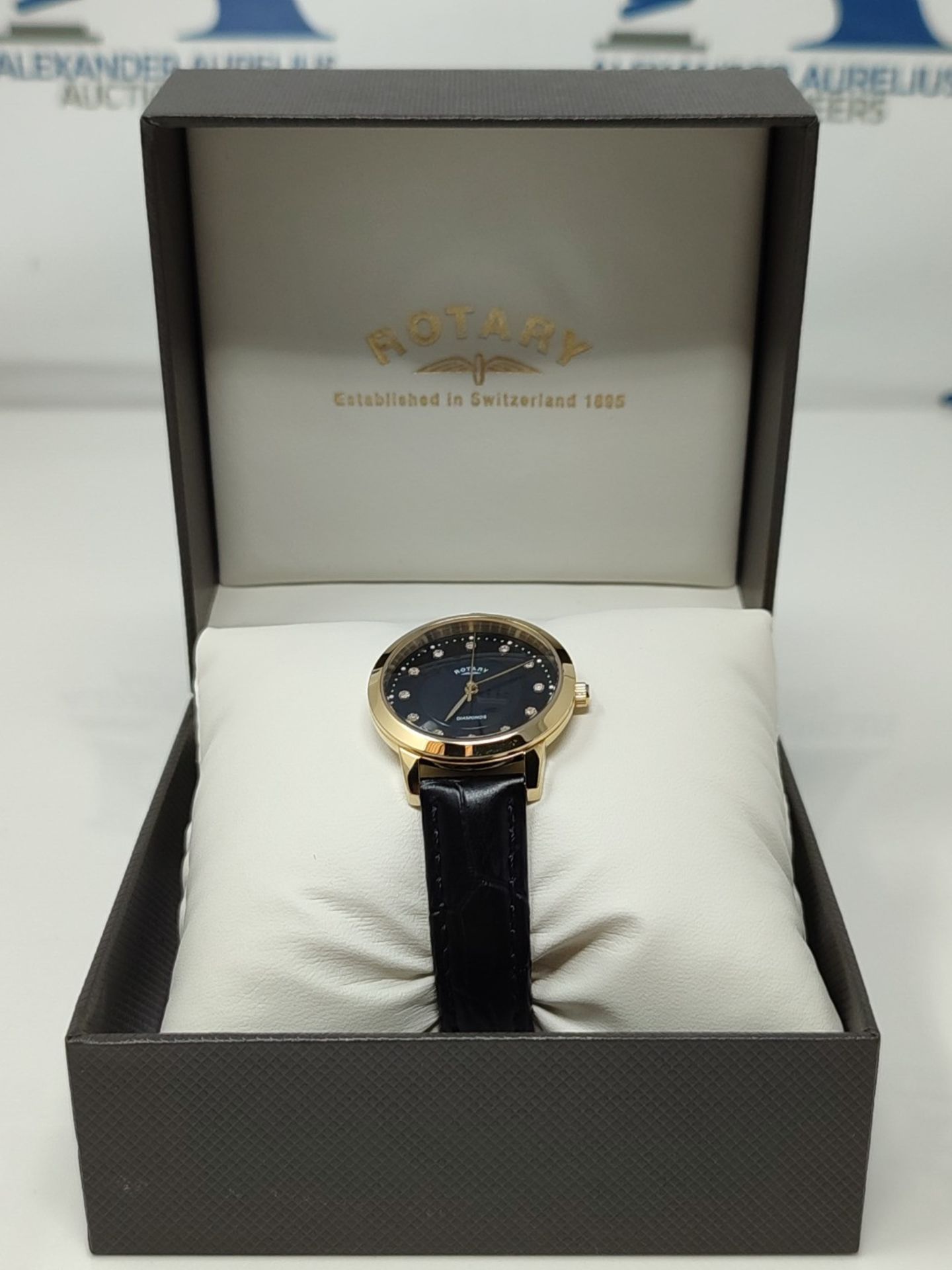 RRP £79.00 Rotary Ladies' Diamond Set Dial Black Leather Strap Watch