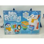 Mr Frosty The Ice Crunchy Maker, Retro Plastic Snowman Shaped Toy Machine for Kids wit