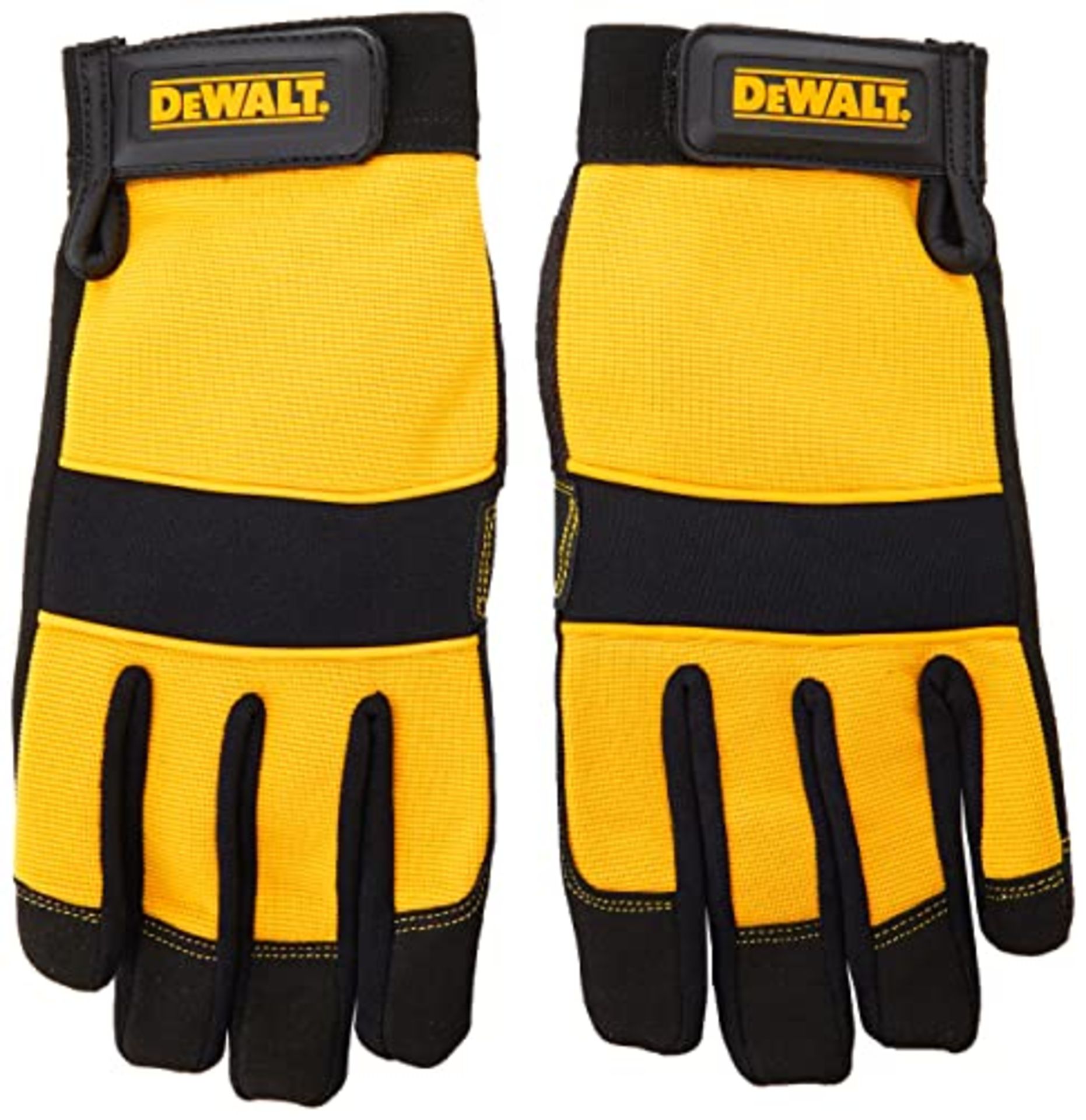 DEWALT Men's - Synthetic Padded Leather Palm Gloves Large, Black/Yellow, L (1 pair)