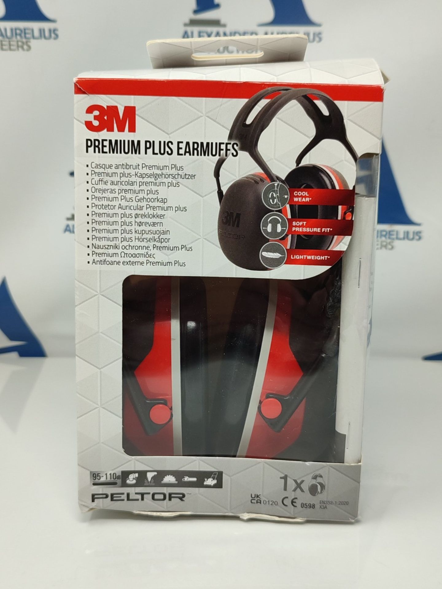 3M Peltor Premium Plus Earmuffs X3A with Headband, Black/Red, 95 - 110 dB - Image 2 of 3