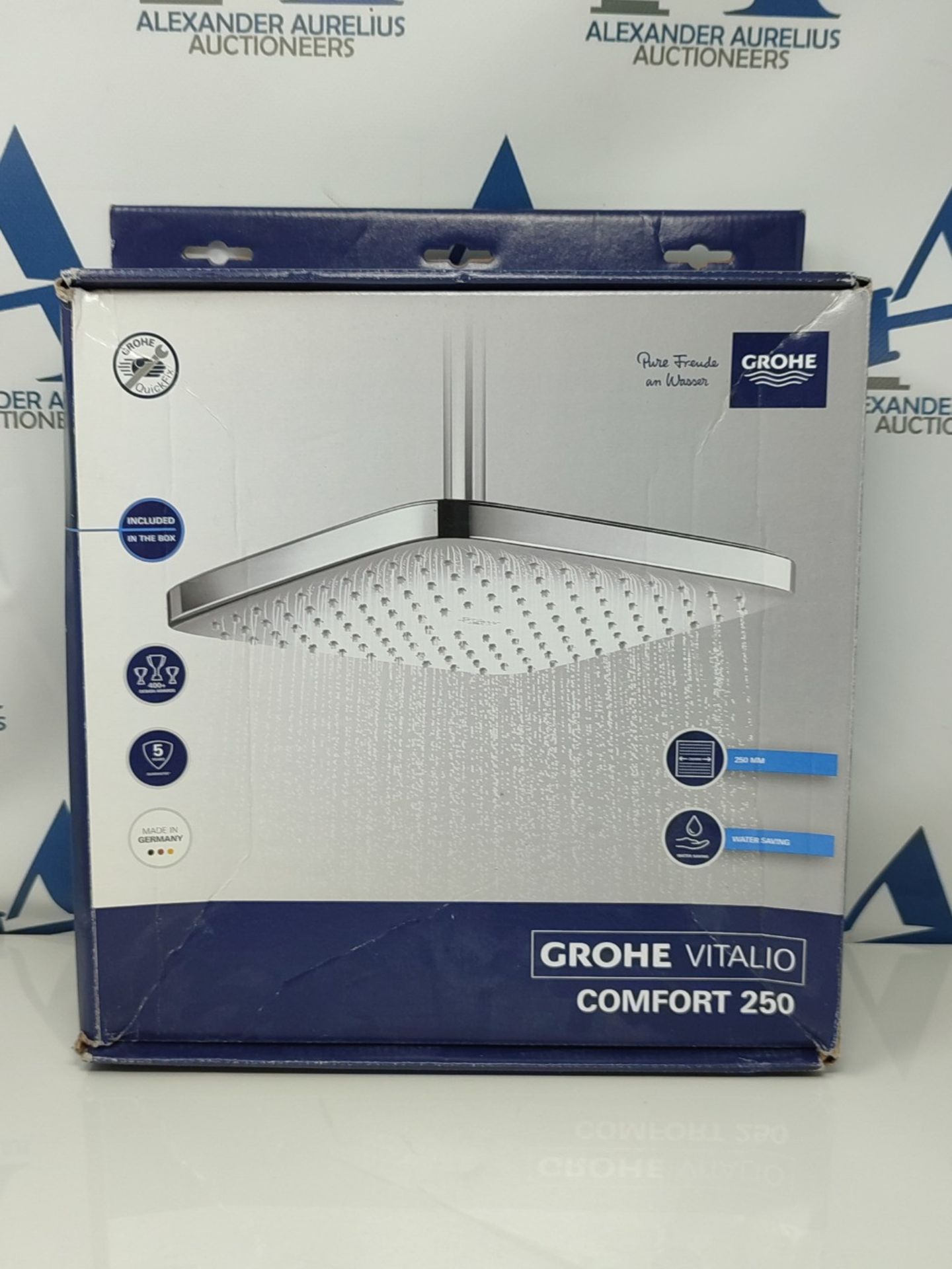 RRP £99.00 GROHE Vitalio Comfort 250 - Cube Shower Head with Relaxing Rain Spray (Anti-Limescale