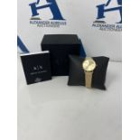 RRP £149.00 Armani Exchange Three-Hand Watch for women, Stainless Steel Gold
