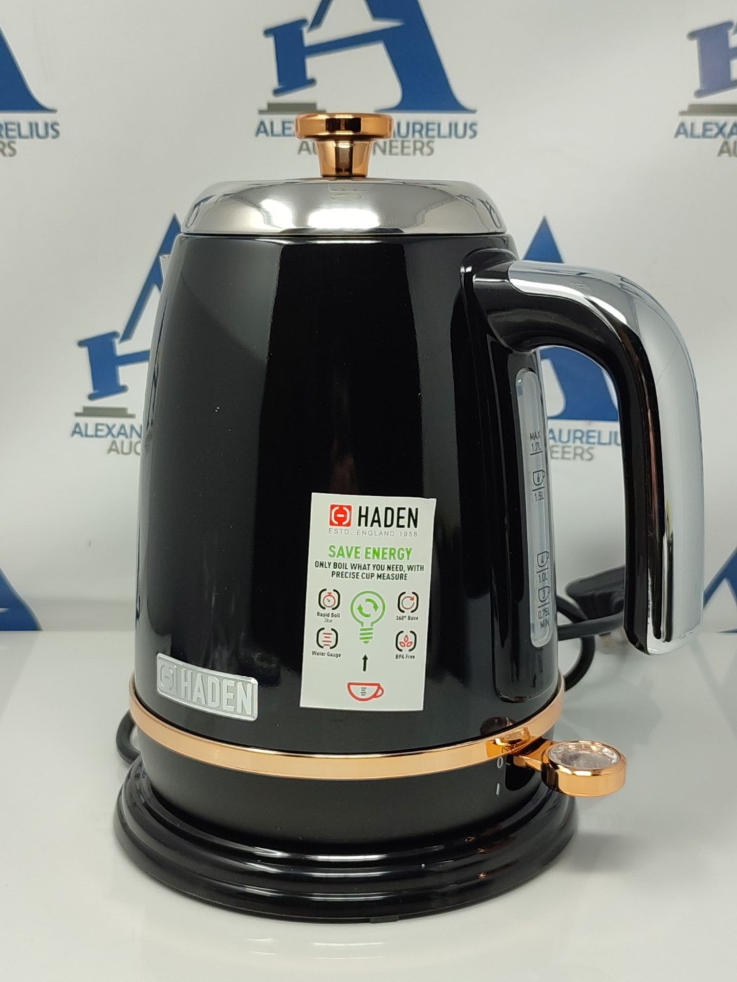 Haden Salcombe Black Kettle Electric - Energy Efficient Kettle- Boil Dry Protection - - Image 3 of 3