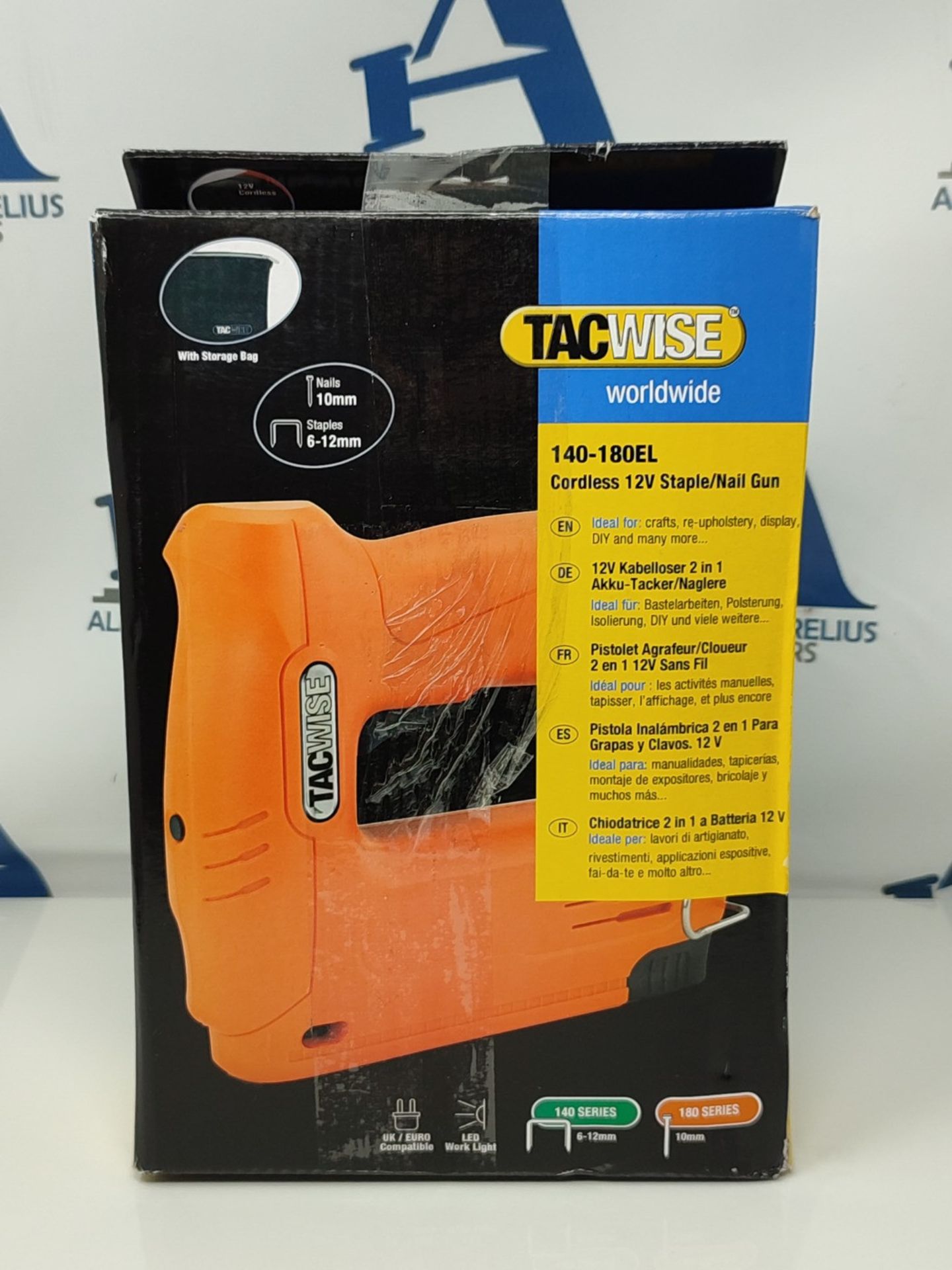 Tacwise 1586 140-180EL Cordless 12V Staple/Nail Gun with Storage Bag, 200 Staples & Na