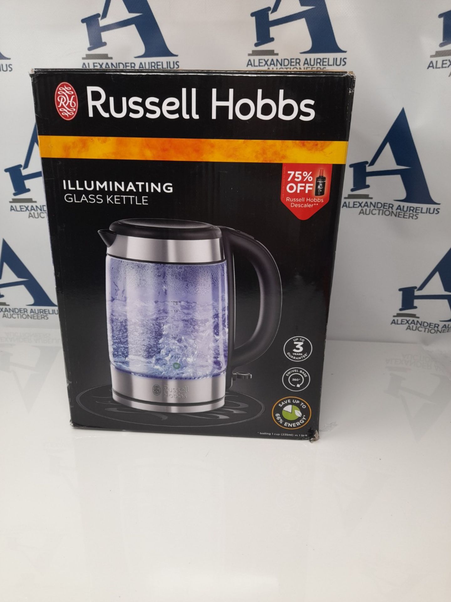 Russell Hobbs 21600-10 Illuminating Glass Kettle, Black, 1.7 Litre, 3000 Watt - Image 2 of 3