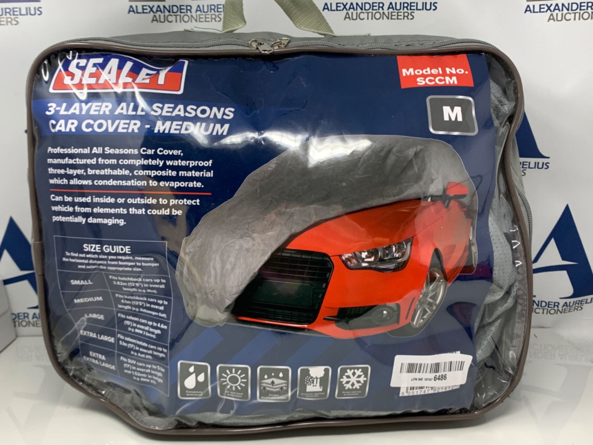 RRP £60.00 Sealey SCCM All Seasons Car Cover 3-Layer - Medium , Grey