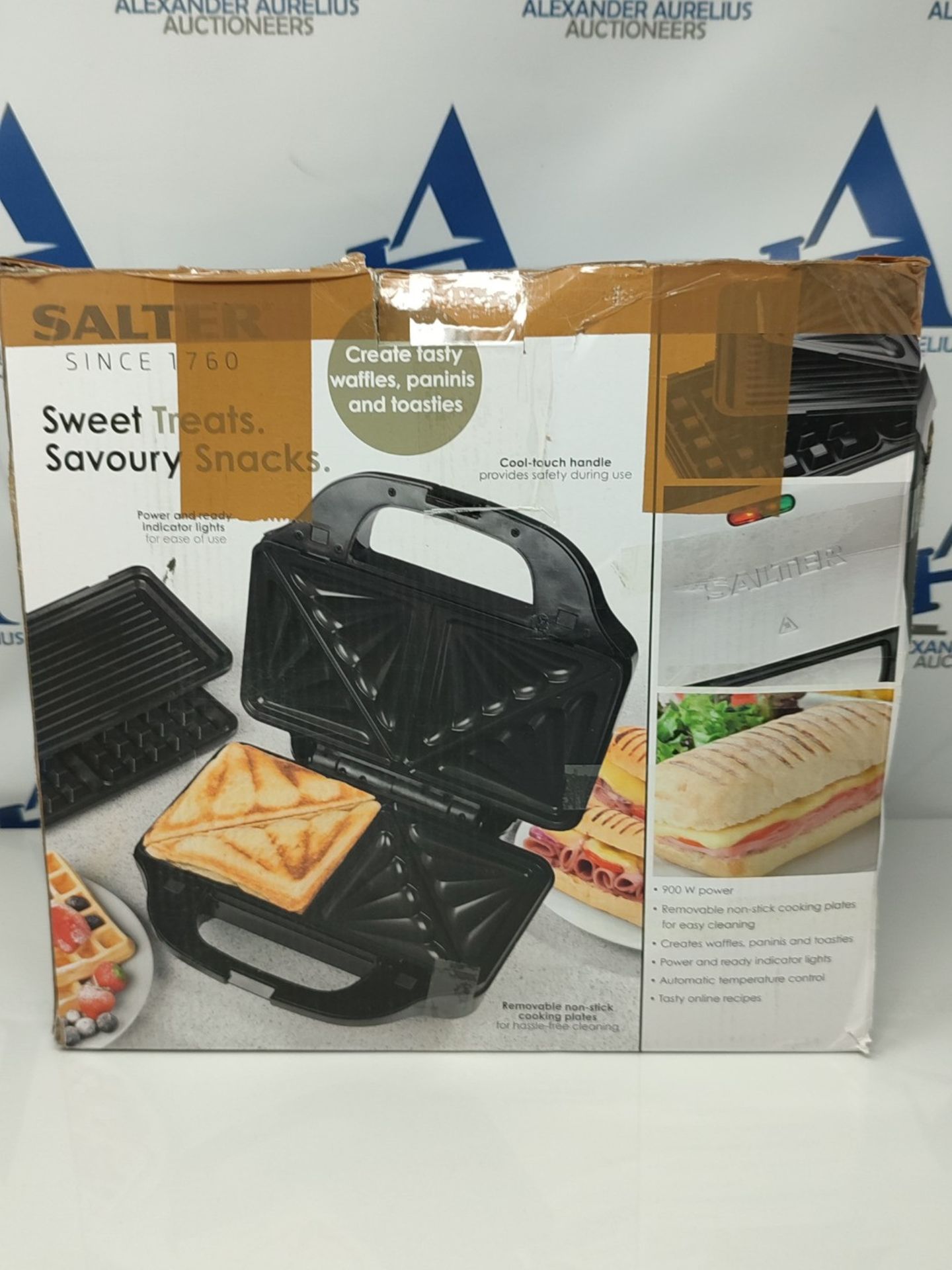 Salter EK2143 3-in-1 Snack Maker - Deep Fill Waffle Iron, Sandwich Panini Press & Toas - Image 3 of 3