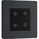 BG Electrical Evolve Double Touch Dimmer Switch, 2-Way Master, 200W, Matt Grey