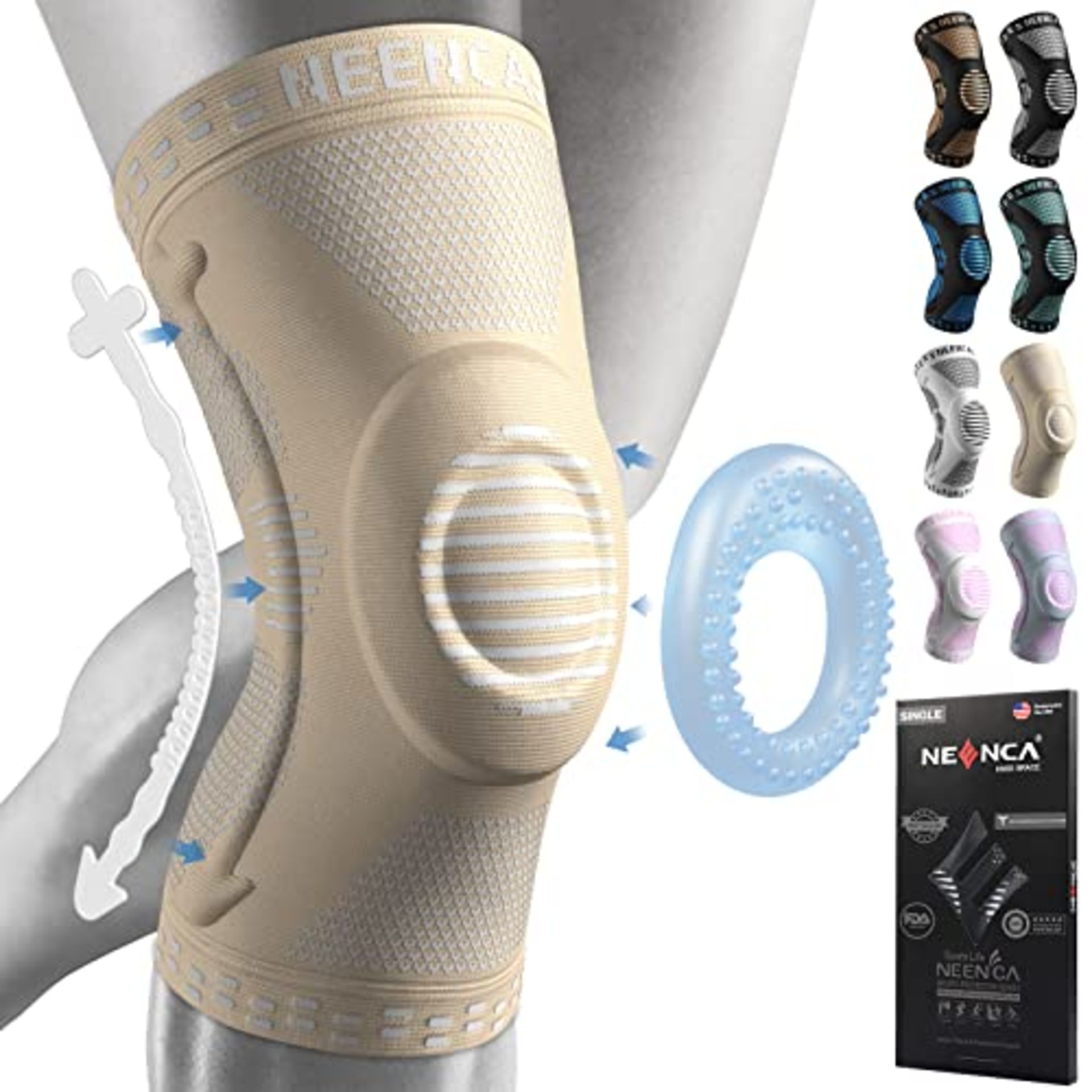 NEENCA Knee Brace,Knee Compression Sleeve Support for Men Women with Patella Gel Pads