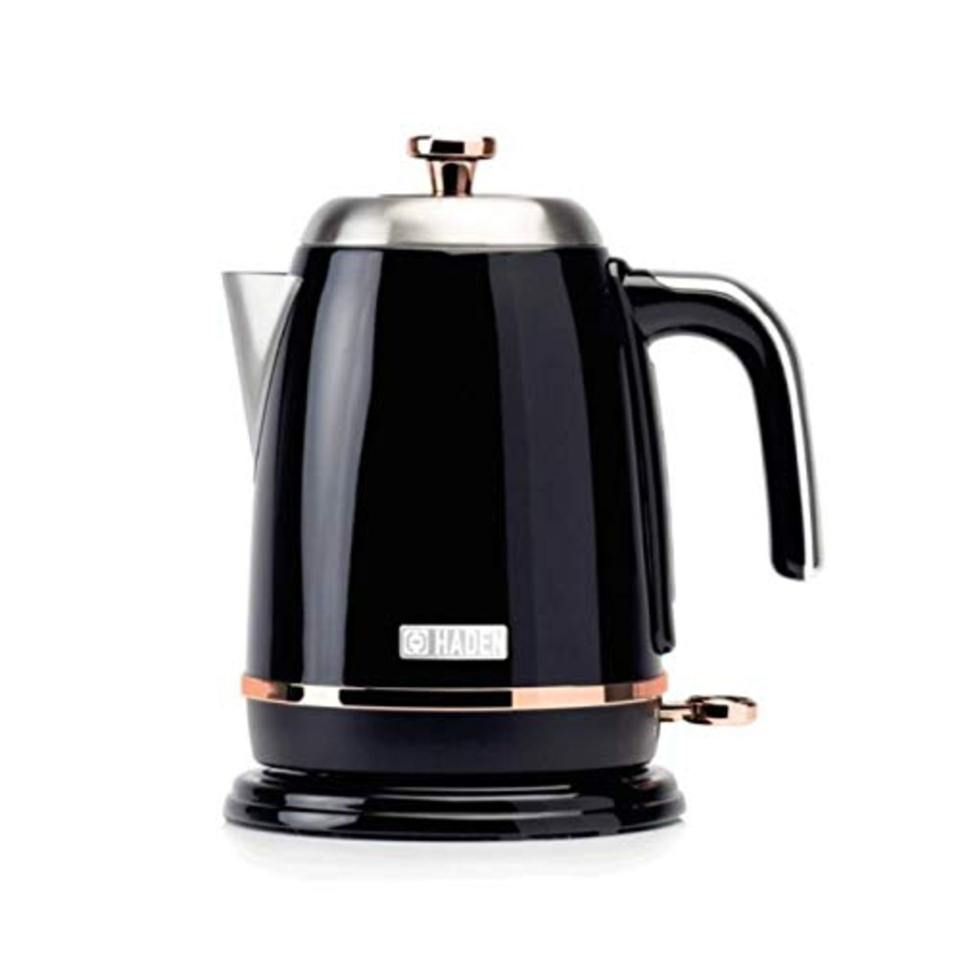 Haden Salcombe Black Kettle Electric - Energy Efficient Kettle- Boil Dry Protection -