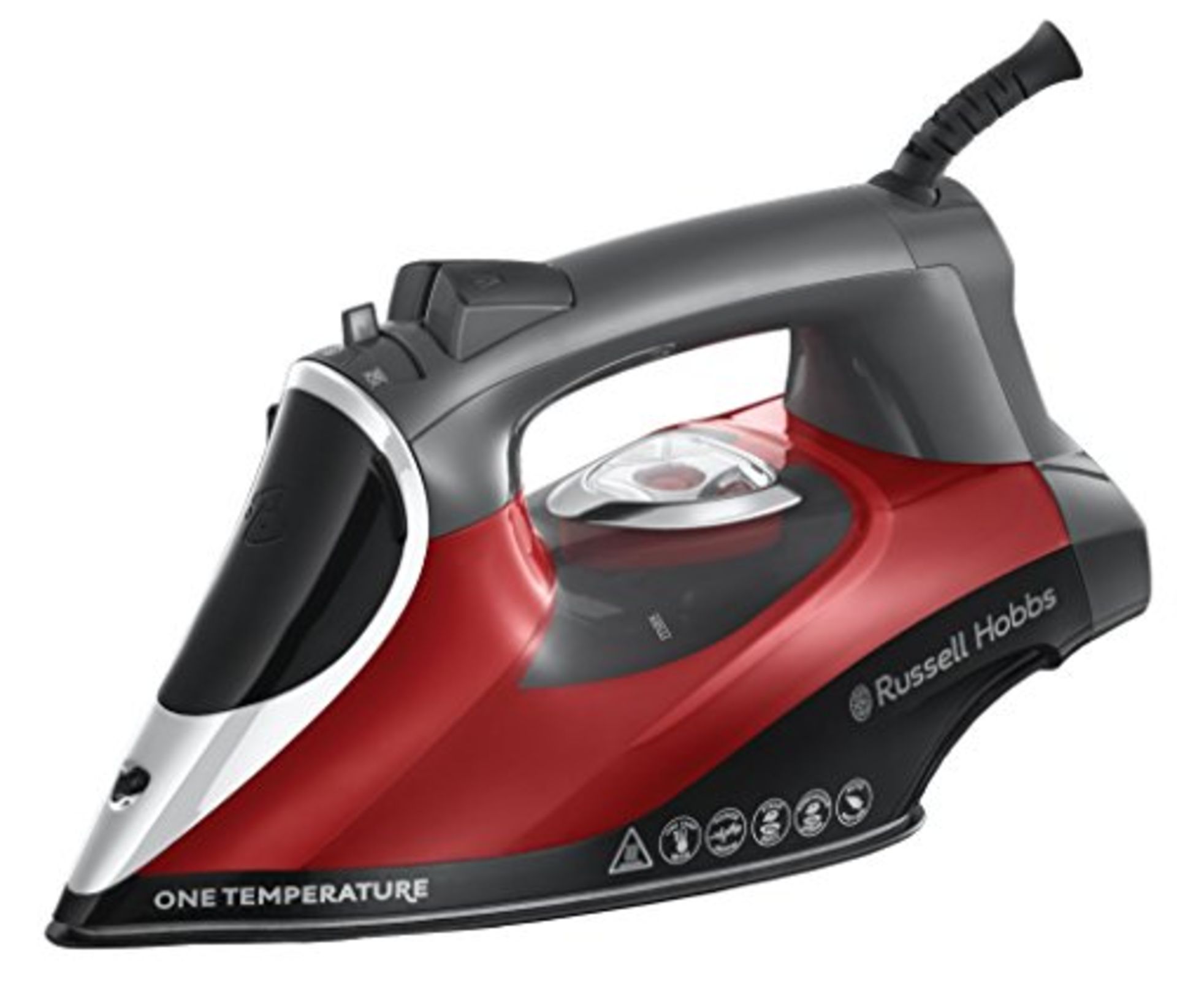 Russell Hobbs 25090 One Temperature Steam Iron, 2600 W, Red/Black