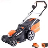 RRP £239.00 Yard Force 40V 37cm Cordless Lawnmower with lithium ion battery & quick charger LM G37