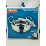 Vinod Stainless Steel Induction Base Kadai Wok with Glass Lid Frypan All Hobs | Size: