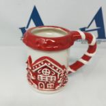 Set of 2 - RED & White Christmas Alpine Village Mug / Cup - Ceramic Christmas Mugs for