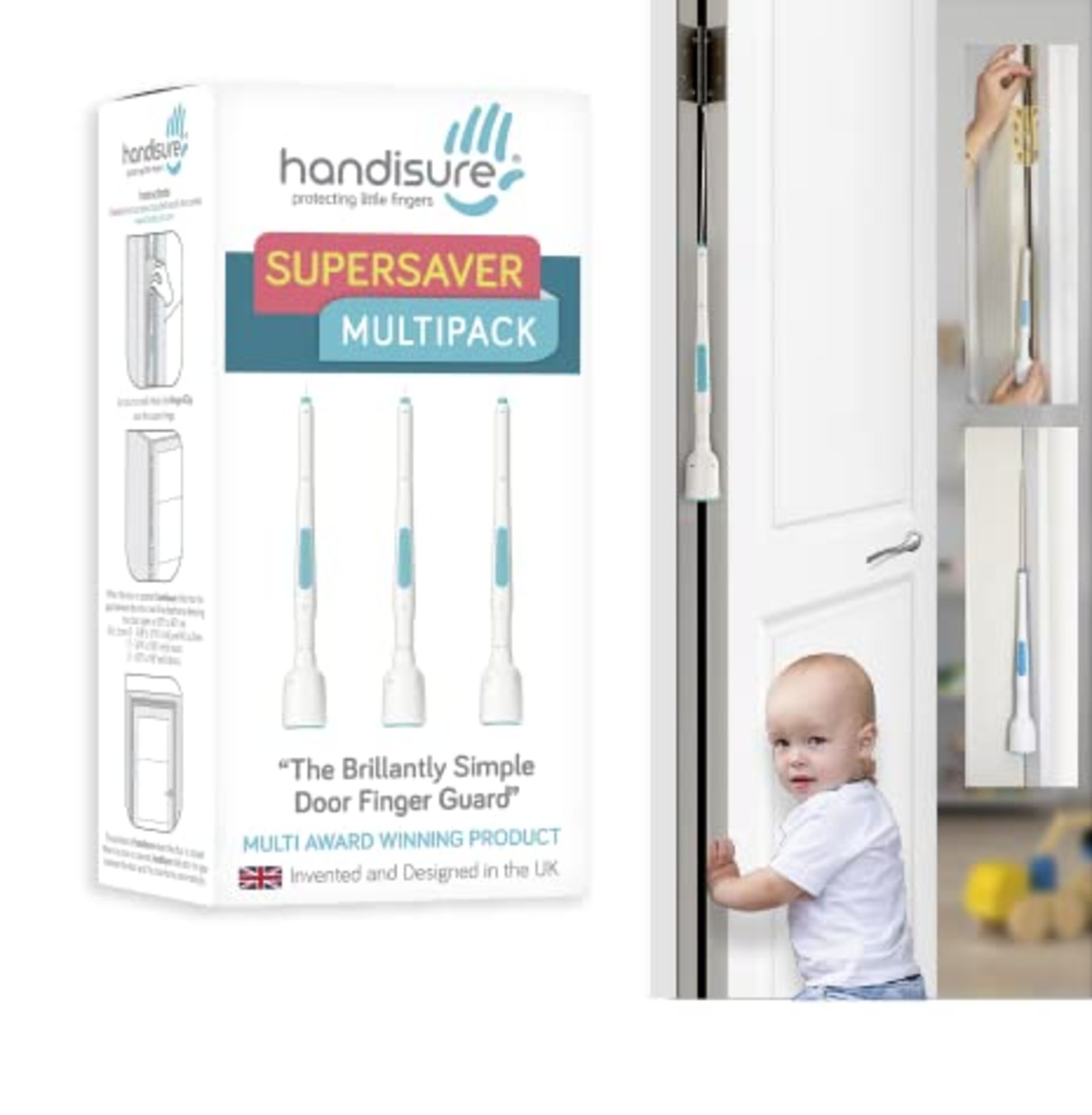 Handisure Award Winning 3 Automatic Child Door Finger Guards, Door Locks & Window Guar