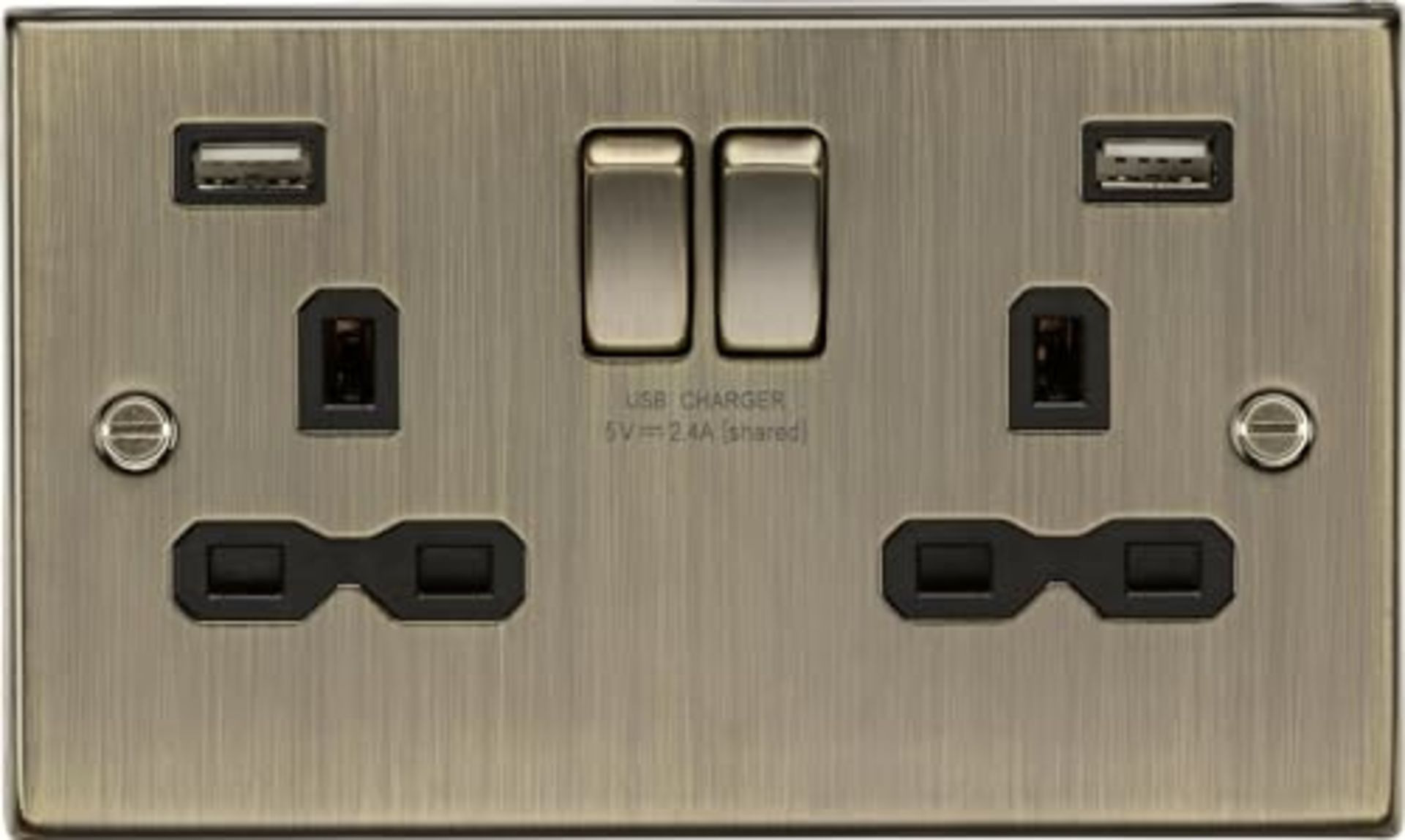 Knightsbridge CS9224 CS9224AB 13A 2G Switched Socket with Dual USB Charger A + A (2.4A