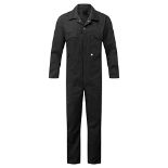 Fort - Zip Front Coverall - Black Coveralls - 46" - Handy Pockets - Durable Coveralls