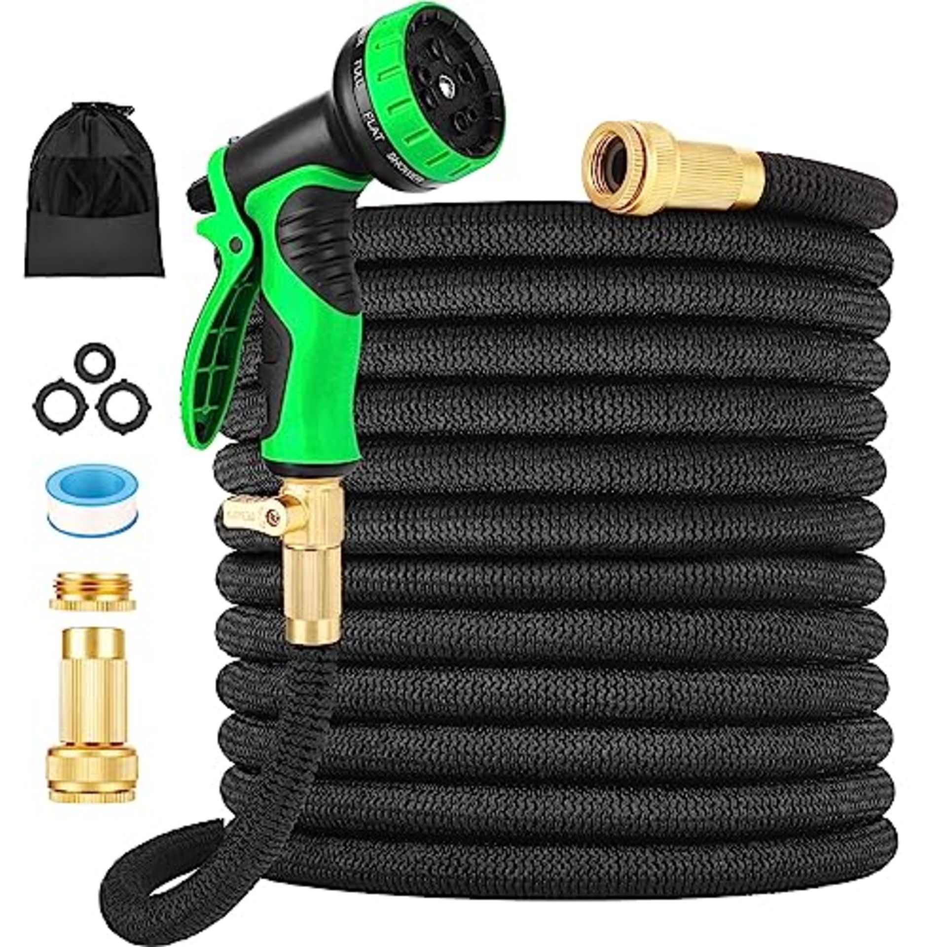 Garden Hose, Upgraded 4-Layer Latex Hose Pipe, 50FT Flexible Hose Pipe with 10 Functio