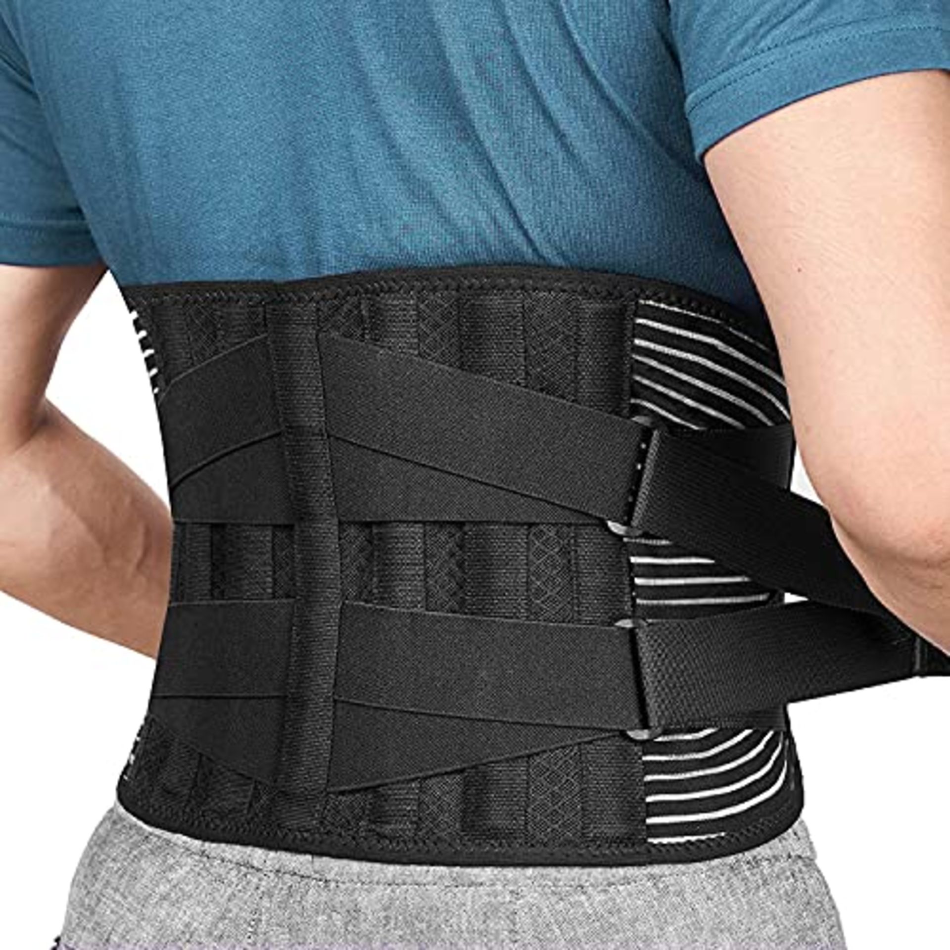 FREETOO Back Support Belt for Back Pain Relief with 6 Stays, Adjustable Back Brace for