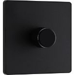 BG Electrical Evolve Single Dimmer Switch, 2-Way Push On/Off, 200W, Matt Black