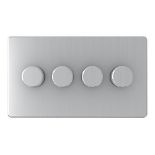 AET SL4GDIM4 Screwless Satin Chrome Flat 4 Gang Dimmer 400W, 400 W