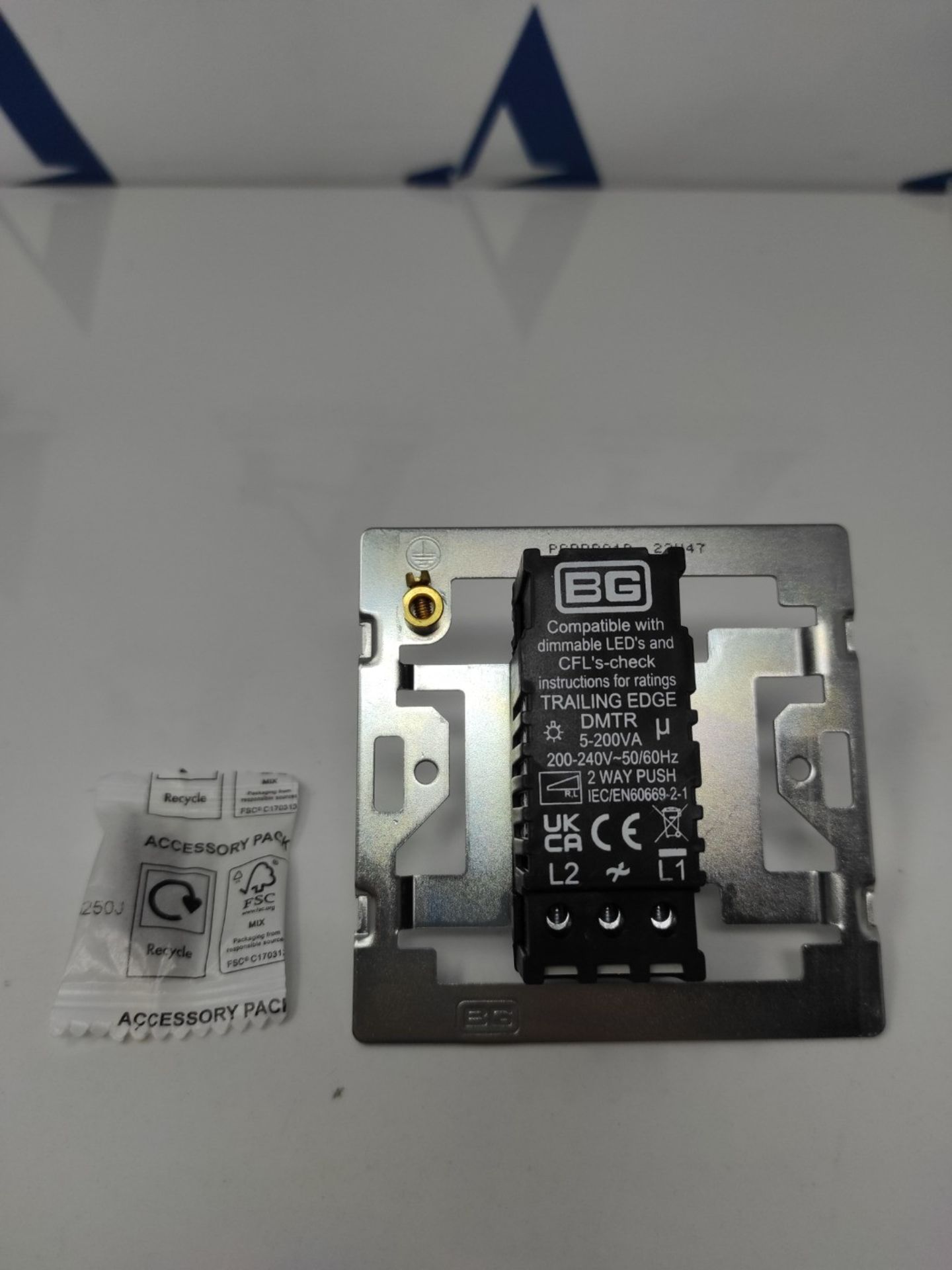 BG Electrical Evolve Single Dimmer Switch, 2-Way Push On/Off, 200W, Matt Blue - Image 3 of 3