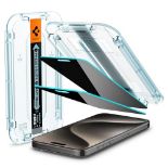 Spigen EZ Fit Privacy Tempered Glass Screen Protector for iPhone 15 Pro Max (2 Pack)