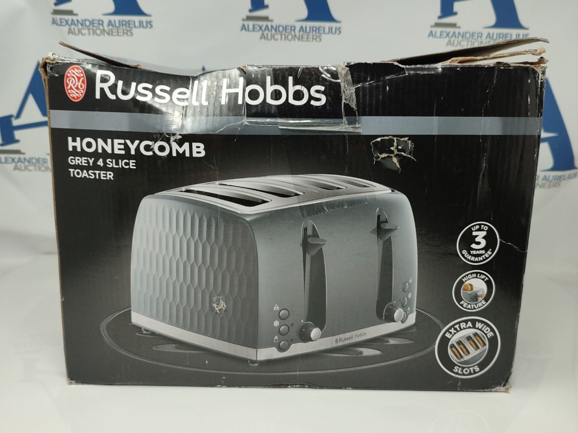 Russell Hobbs 26073 4 Slice Toaster - Contemporary Honeycomb Design with Extra Wide Sl - Image 2 of 3