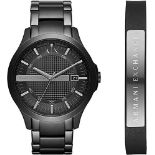 RRP £199.00 Armani Exchange Watch Set for Men, Three-Hand Date Movement Stainless Steel Watch and