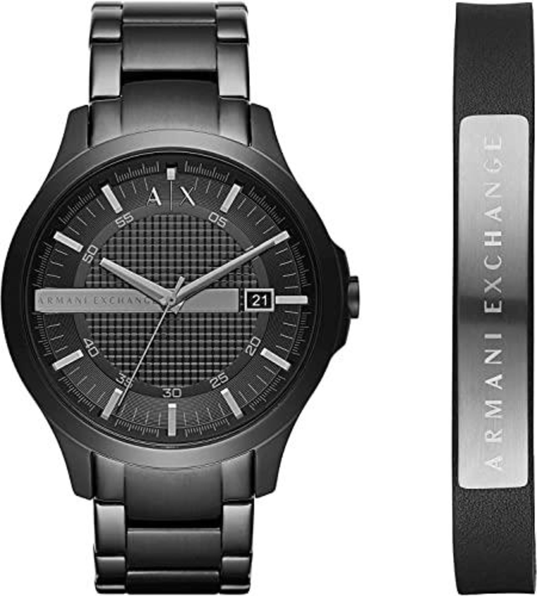RRP £199.00 Armani Exchange Watch Set for Men, Three-Hand Date Movement Stainless Steel Watch and