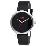 RRP £119.00 HUGO Analogue Quartz Watch for Men with Black Leather Strap