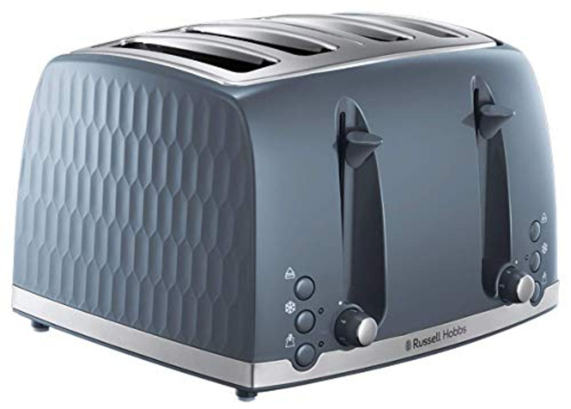 Russell Hobbs 26073 4 Slice Toaster - Contemporary Honeycomb Design with Extra Wide Sl