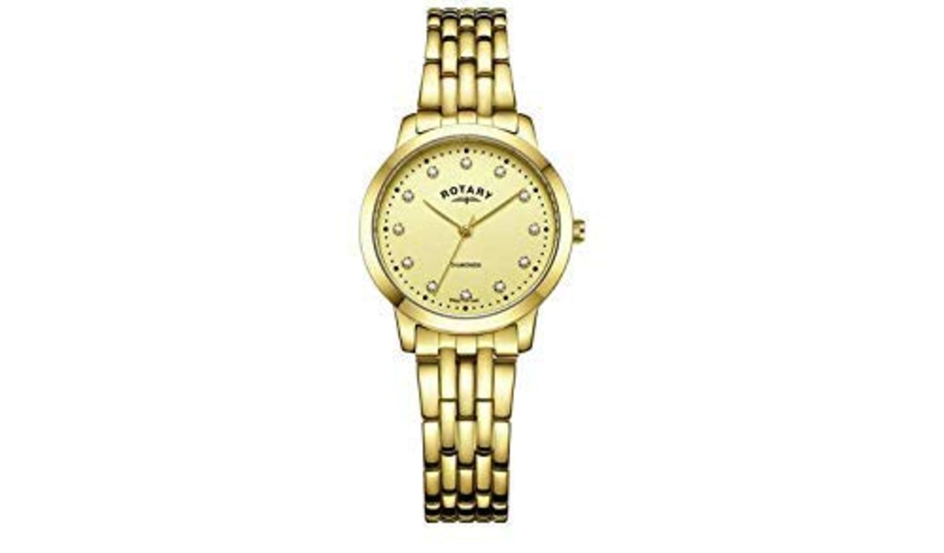 RRP £99.00 Rotary Ladies' Diamond Set Dial Gold Coloured Bracelet Watch