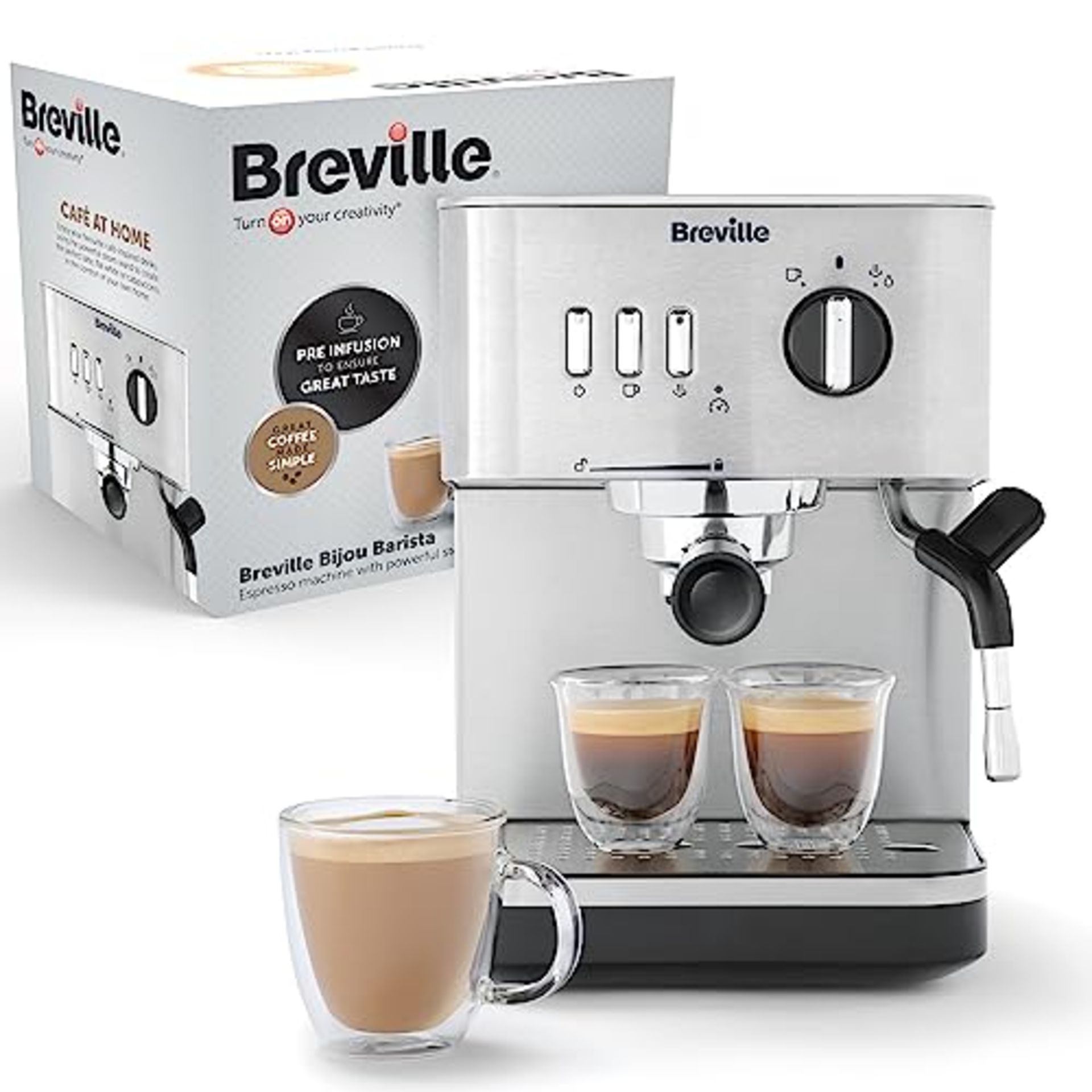 RRP £99.00 Breville Bijou Espresso Machine | Automatic and Manual Espresso, Cappuccino & Latte Ma