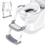 Potty Training Toilet Seat Trainer: Kids Toilet Training Seat with Step Stool - Foldab