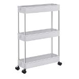 SONGMICS Storage Trolley on Wheels, 3-Tier Kitchen Trolley, Rolling Cart, Space-Saving