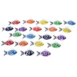 TickiT 57011 Rainbow Gel Number Fish - Pack of 21 (0-20). Sensory Fish Shapes