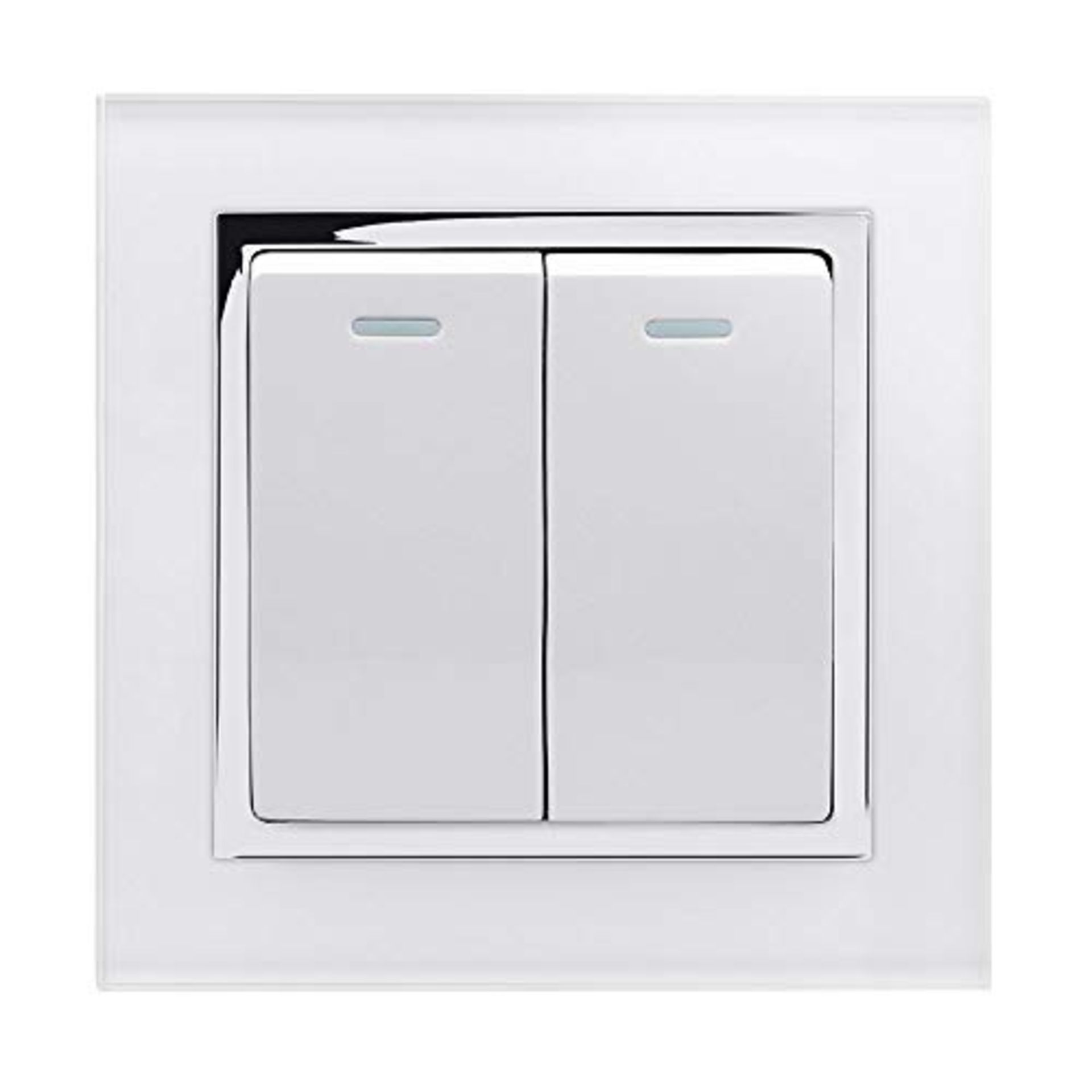 RETROTOUCH Crystal Double Light Switch, White Chrome Trim, 2-Way, 10AX