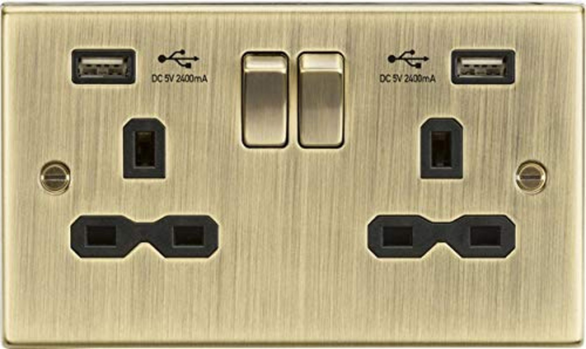 Knightsbridge CS9224 CS9224AB 13A 2G Switched Socket with Dual USB Charger A + A (2.4A