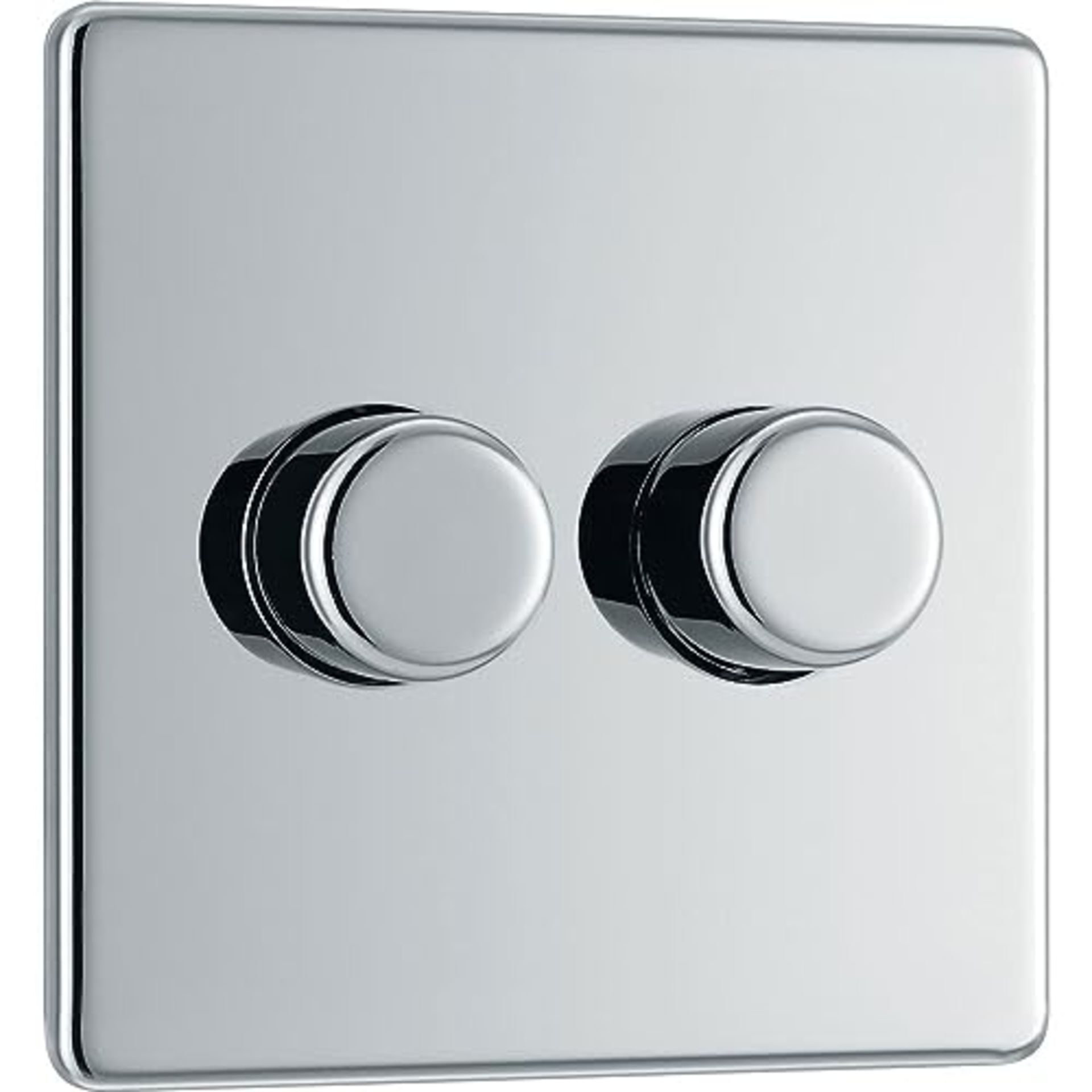 BG Electrical Screwless Flat Plate Double Dimmer Intelligent Light Switch, Polished Ch