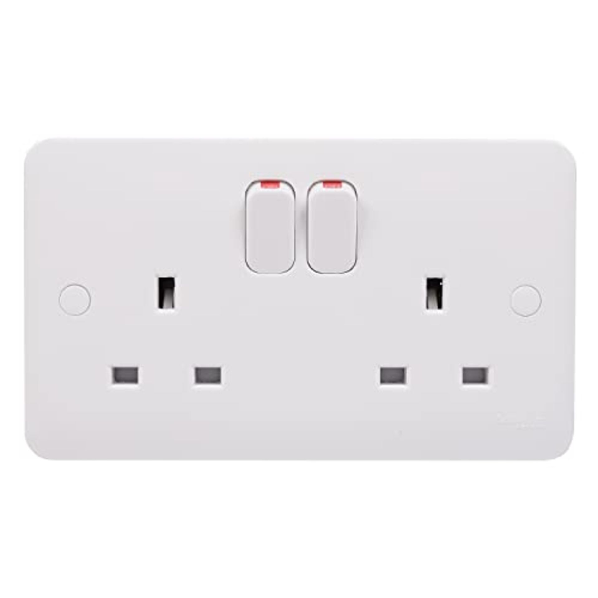 Schneider Electric Lisse White Moulded - Switched Double Power Socket, Double Pole, 13