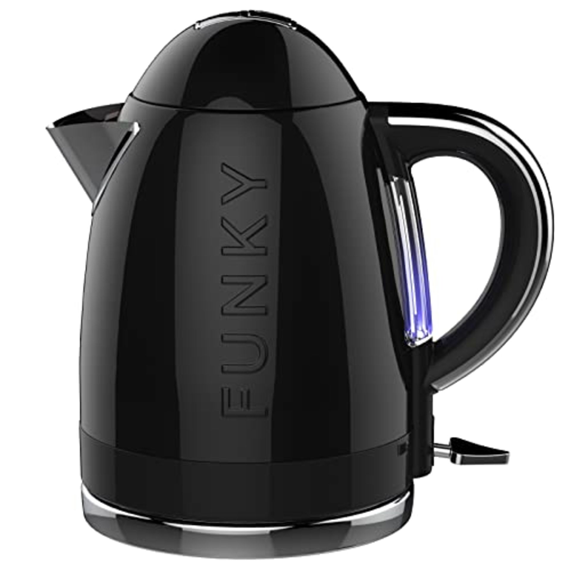 RRP £69.00 FUNKY Retro Kettle, Large 1.7L Capacity, 3kw Fast Boil with Easy Pour, Black (FK-01-BL