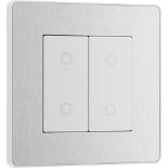 BG Electrical Evolve Double Touch Dimmer Switch, 2-Way Master, 200W, Brushed Steel