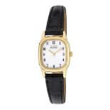 RRP £99.00 Citizen Ladies' Gold Tone Black Strap Eco-Drive Watch.