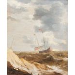 Bonaventura Peeters (1614-1652): Ship on a wild sea, oil on panel, dated 1649