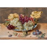 Jan de Witt (?-?): Still life with grapes, berries and hazelnuts, oil on panel, second quarter 17th