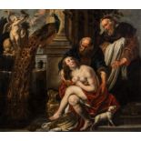 Jacob Jordaens (1593-1678) and workshop: Susanna harassed by the Elders, oil on canvas, 17th C.