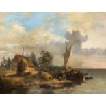 FranÃ§ois Jean Louis Boulanger (1819-1873): Loading the ship, oil on canvas